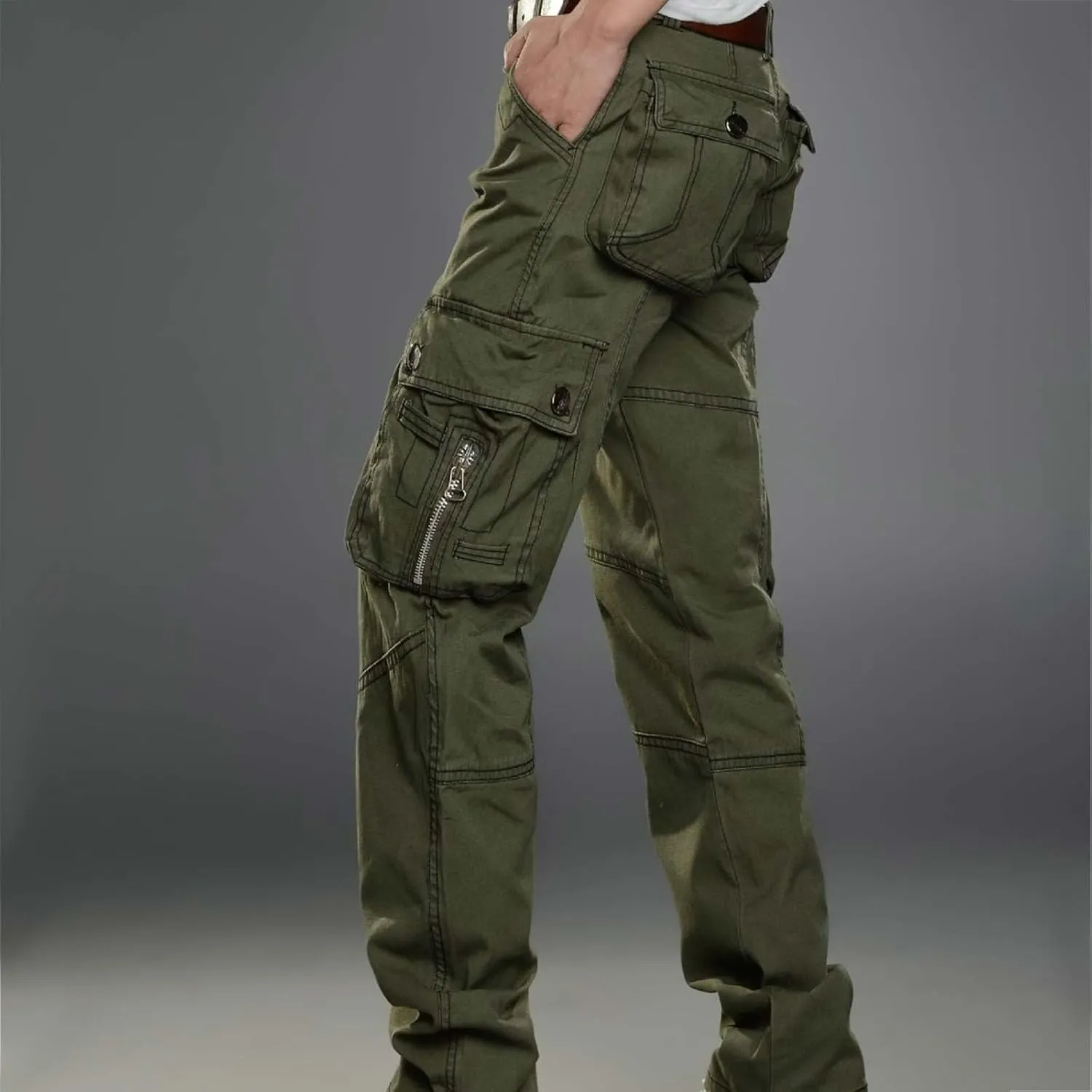 Dademeo Men Military Cargo Pants Combat Trousers Cotton Straight Leg Stretchy Active Pants Athletic Travel Pants with Pockets