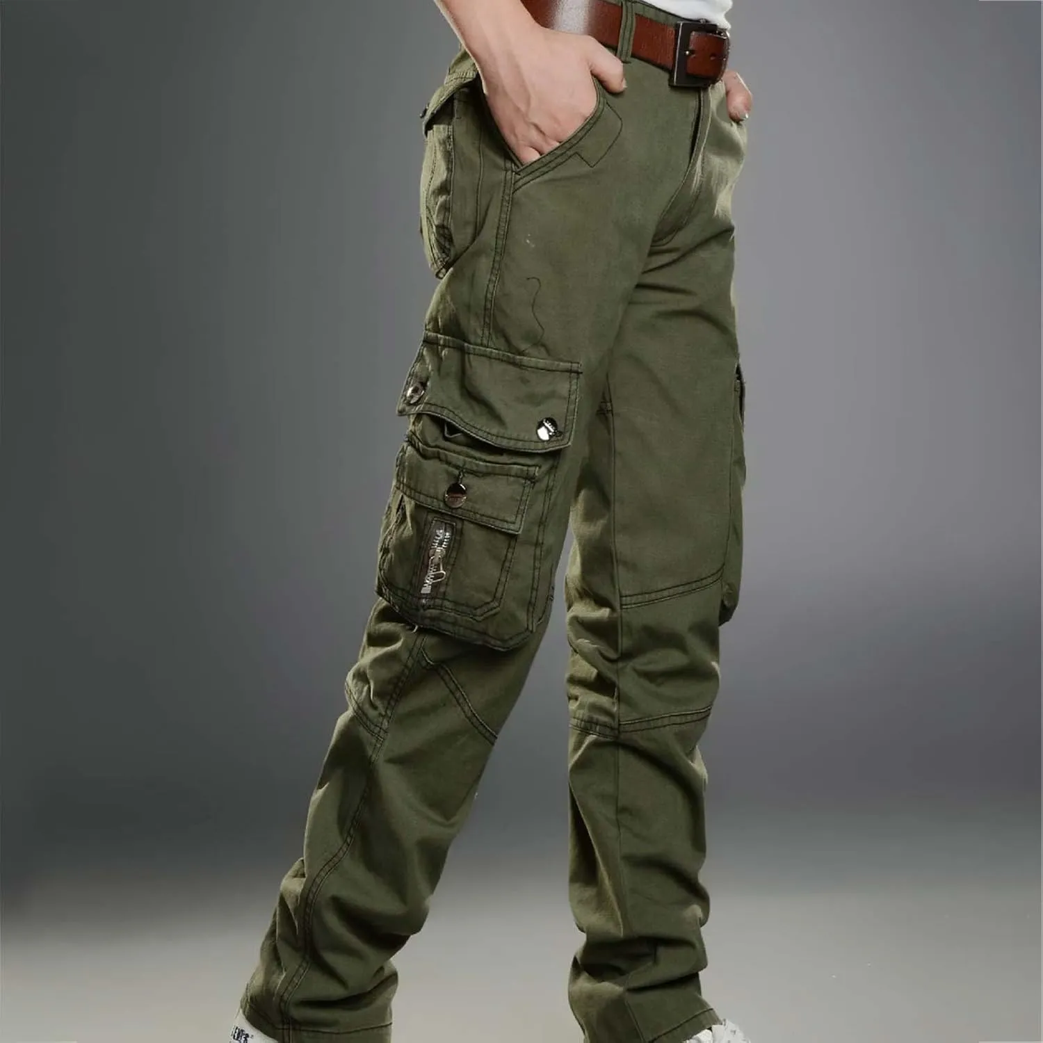 Dademeo Men Military Cargo Pants Combat Trousers Cotton Straight Leg Stretchy Active Pants Athletic Travel Pants with Pockets