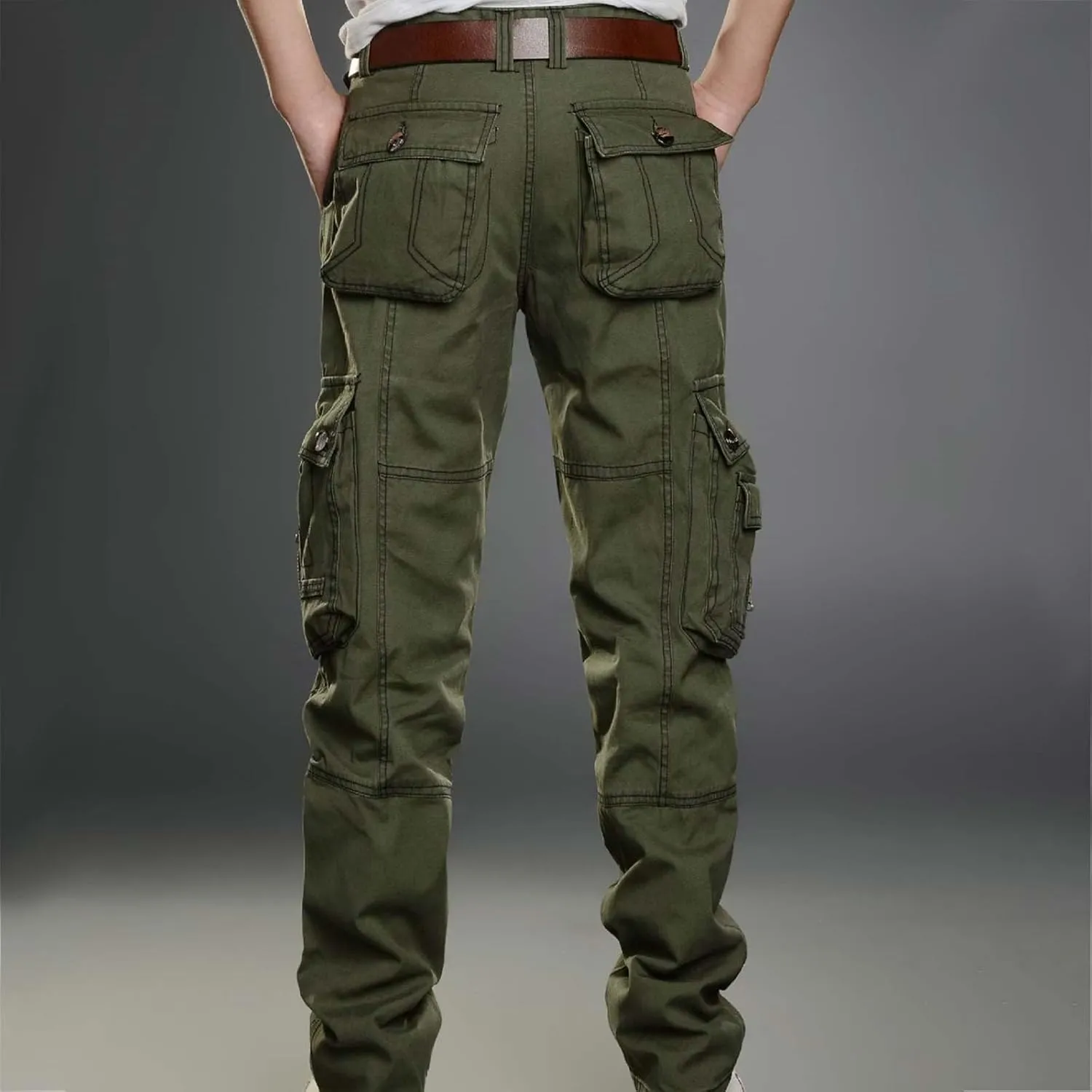 Dademeo Men Military Cargo Pants Combat Trousers Cotton Straight Leg Stretchy Active Pants Athletic Travel Pants with Pockets