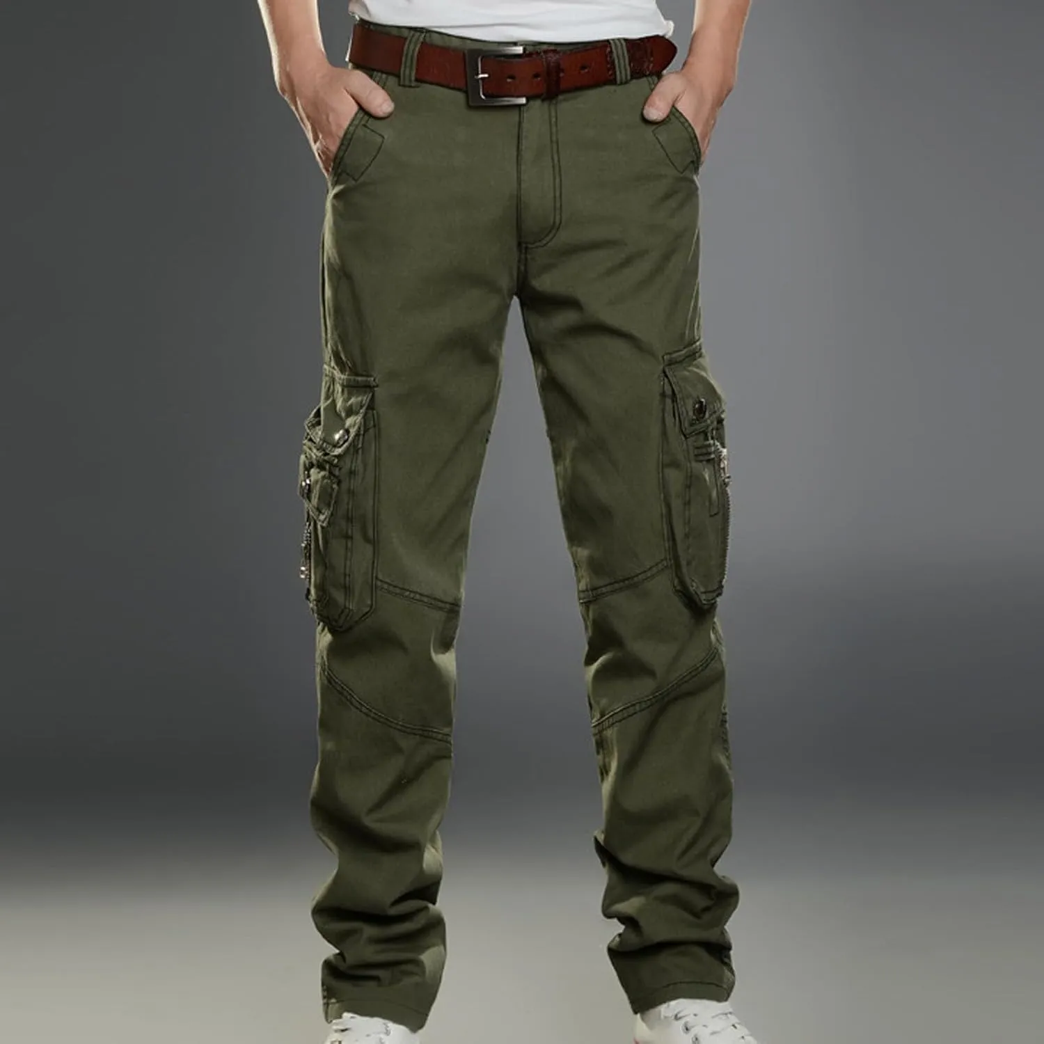 Dademeo Men Military Cargo Pants Combat Trousers Cotton Straight Leg Stretchy Active Pants Athletic Travel Pants with Pockets