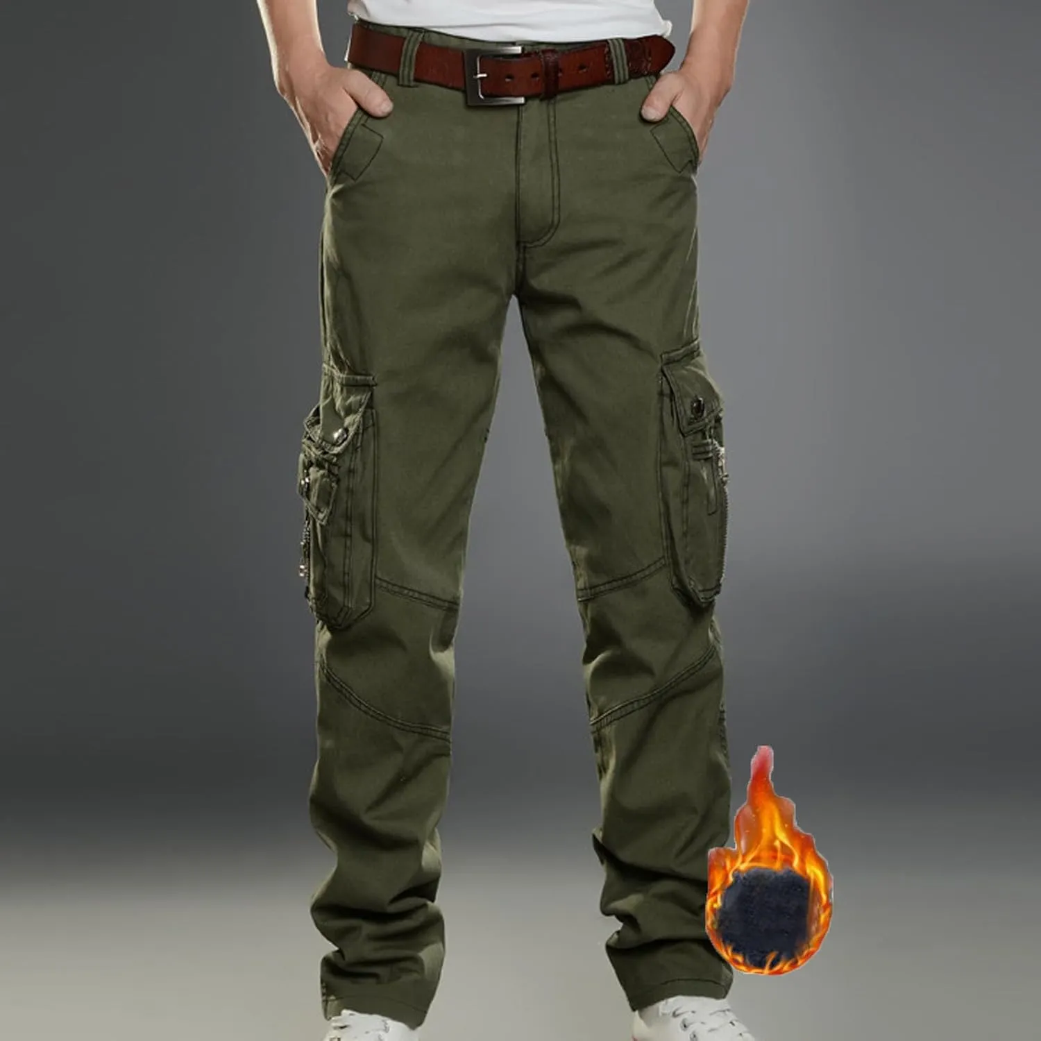 Dademeo Men Military Cargo Pants Combat Trousers Cotton Straight Leg Stretchy Active Pants Athletic Travel Pants with Pockets