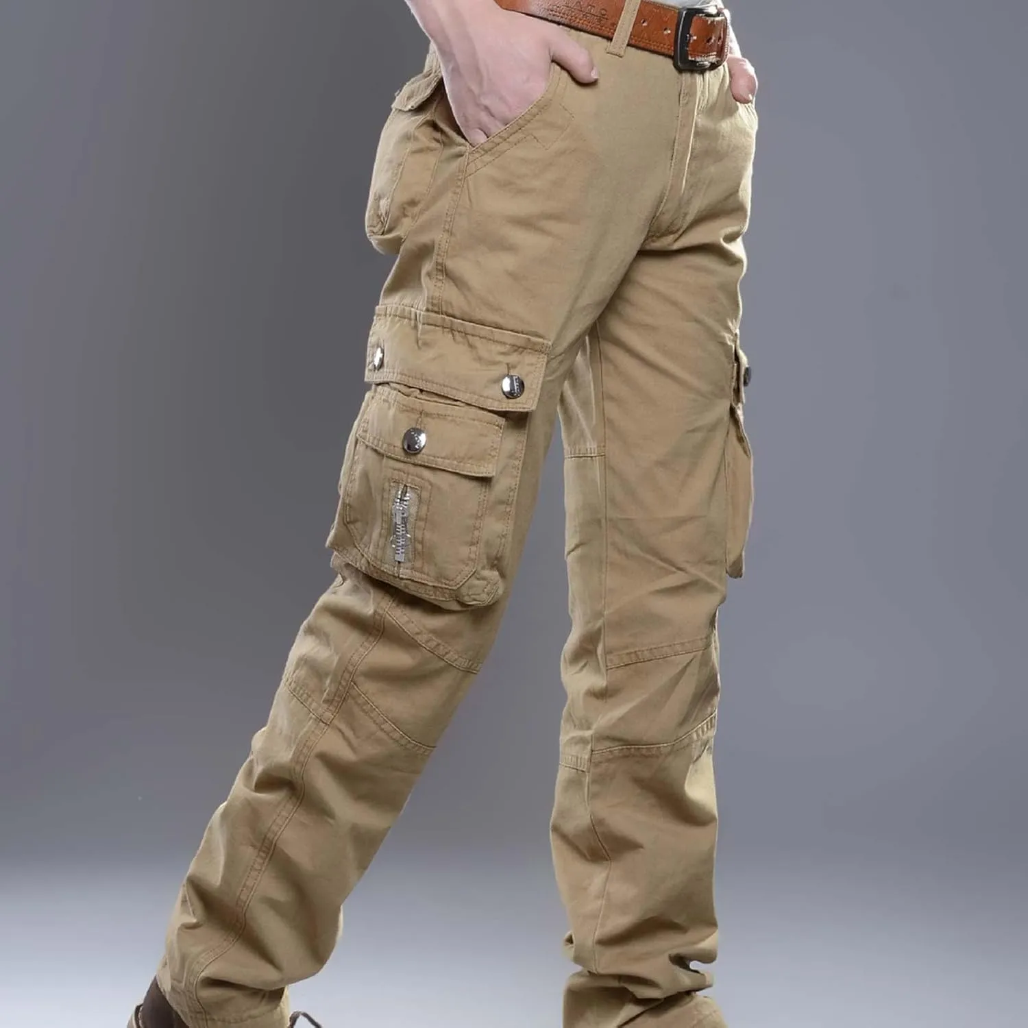 Dademeo Men Military Cargo Pants Combat Trousers Cotton Straight Leg Stretchy Active Pants Athletic Travel Pants with Pockets