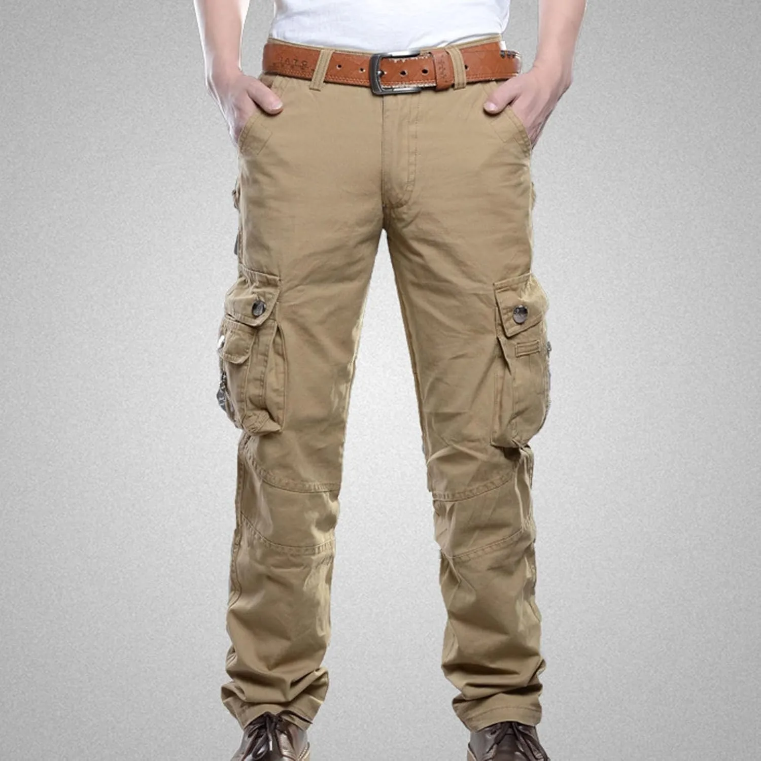 Dademeo Men Military Cargo Pants Combat Trousers Cotton Straight Leg Stretchy Active Pants Athletic Travel Pants with Pockets
