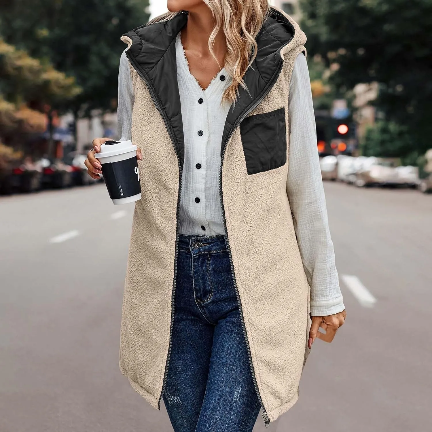 Dademeo Womens Warm Winter Coats Reversible Fleece Long Hooded Puffer Jackets Outerwear 2023 Fashion Solid Cotton Trench Coat