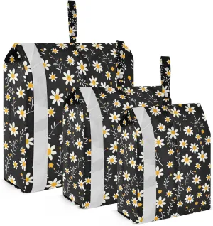 Daisy on Dark Travel Storage Bag with Lanyard - Portable Lightweight Classified Storage Bag with Zipper, Dust and Waterproof Travel Packing Cube for Suitcase,3 Pieces
