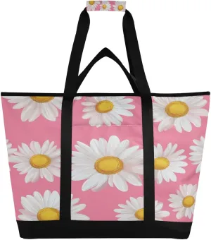 Daisy Reusable Insulated Lunchbox Cooler Bag, Leakproof Kitchen Grocery Bag Collapsible Portable Cooler Tote Bag for Picnic, Camping, Office, Travel