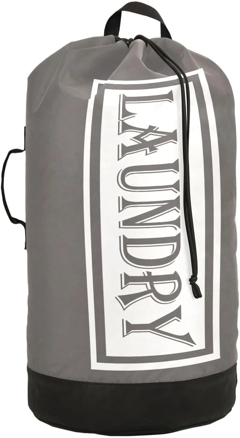Dark Gray Nylon Travel Laundry Bag for Luggage Dirty Heavy Duty Dirty Clothes Organizer with Drawstring Closure & Shoulder Straps Drawstring Hamper Liner for College Dorm Factories Apartment