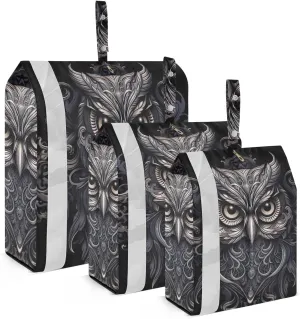 Dark Owl Travel Storage Bag with Lanyard - Portable Lightweight Classified Storage Bag with Zipper, Dust and Waterproof Travel Packing Cube for Suitcase,3 Pieces