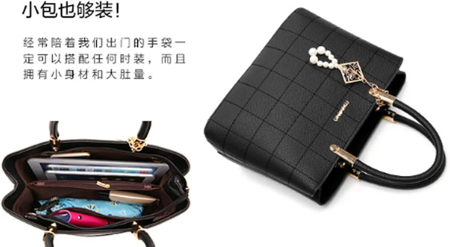 Dayfine Women's Handbag PU Pendant Elderly Large Capacity Shoulder Shopping Bag