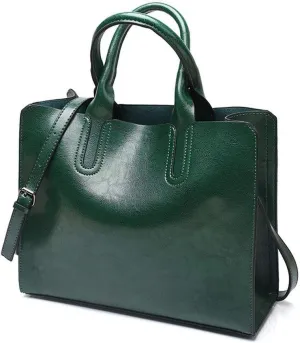 Dayfine Women's Large Capacity Handbag Retro Oil Wax PU Leather Shoulder Shopping Bag
