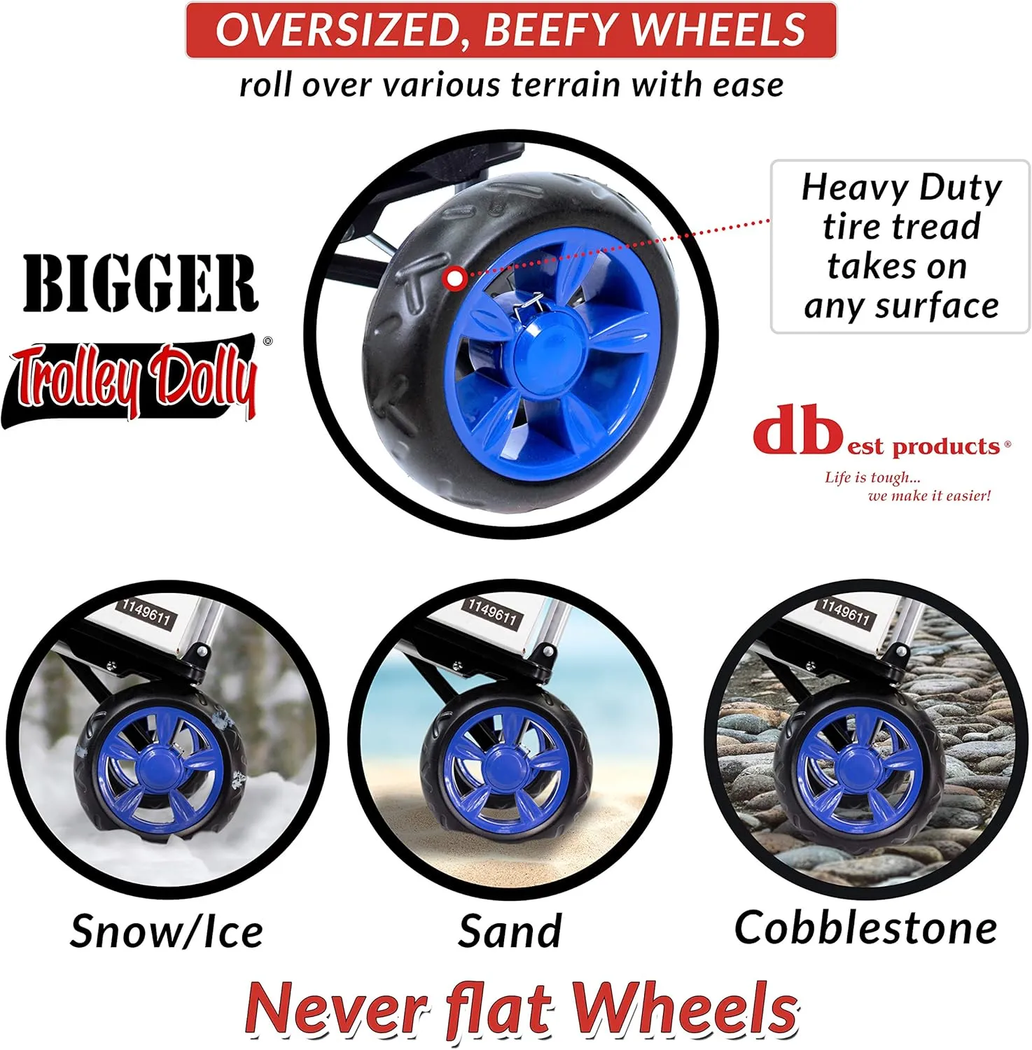 dbest products Bigger Trolley Dolly, Blue Shopping Grocery Foldable Cart