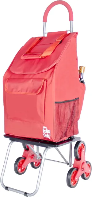 dbest products Stair Climber Bigger Trolley Dolly Shopping Cart, Red Shopping Grocery Foldable Cart Condo Apartment