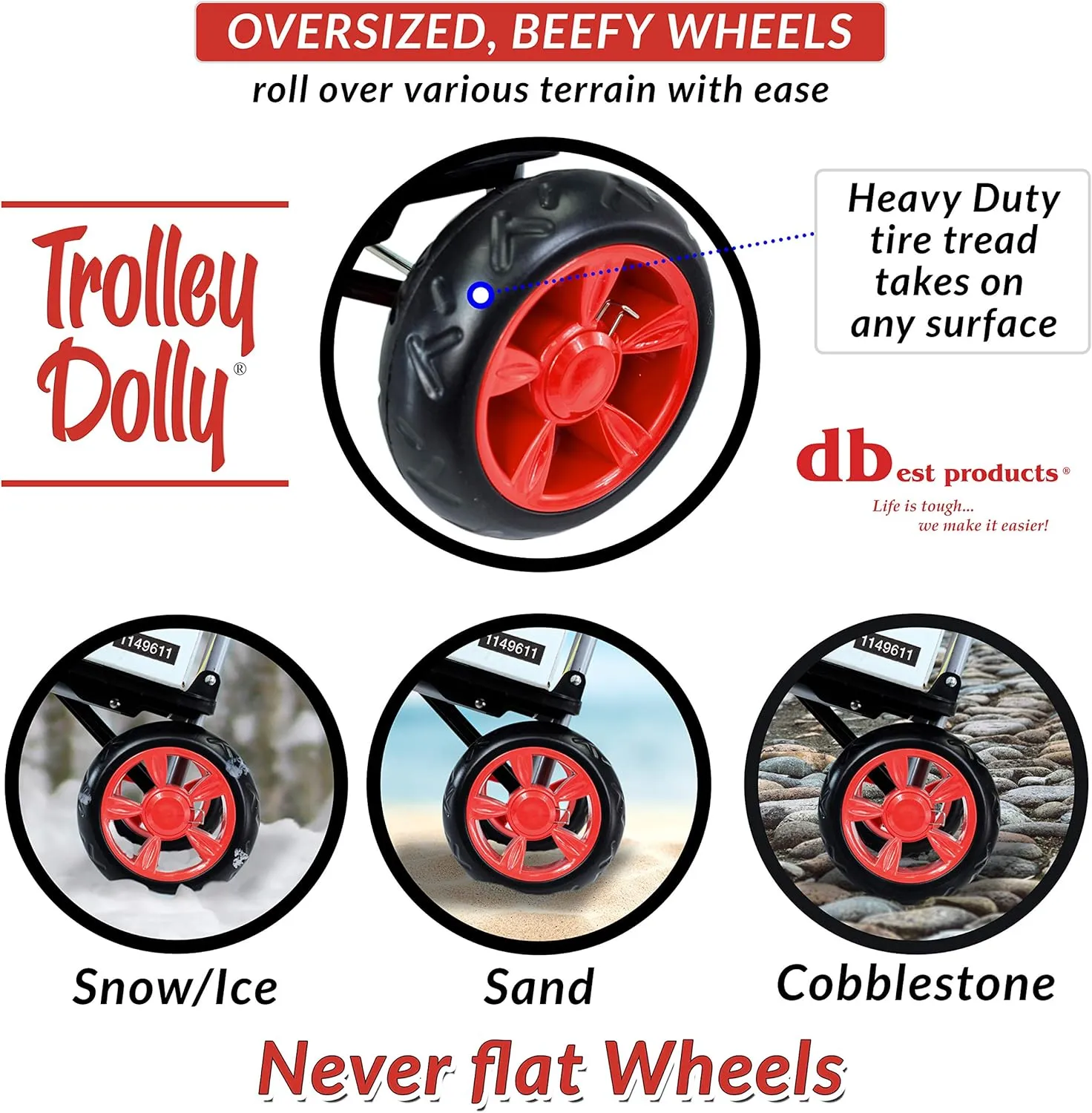 dbest products Trolley Dolly Red Foldable Shopping cart for Groceries with Wheels and Removable Bag and Rolling Personal Handtruck Standard