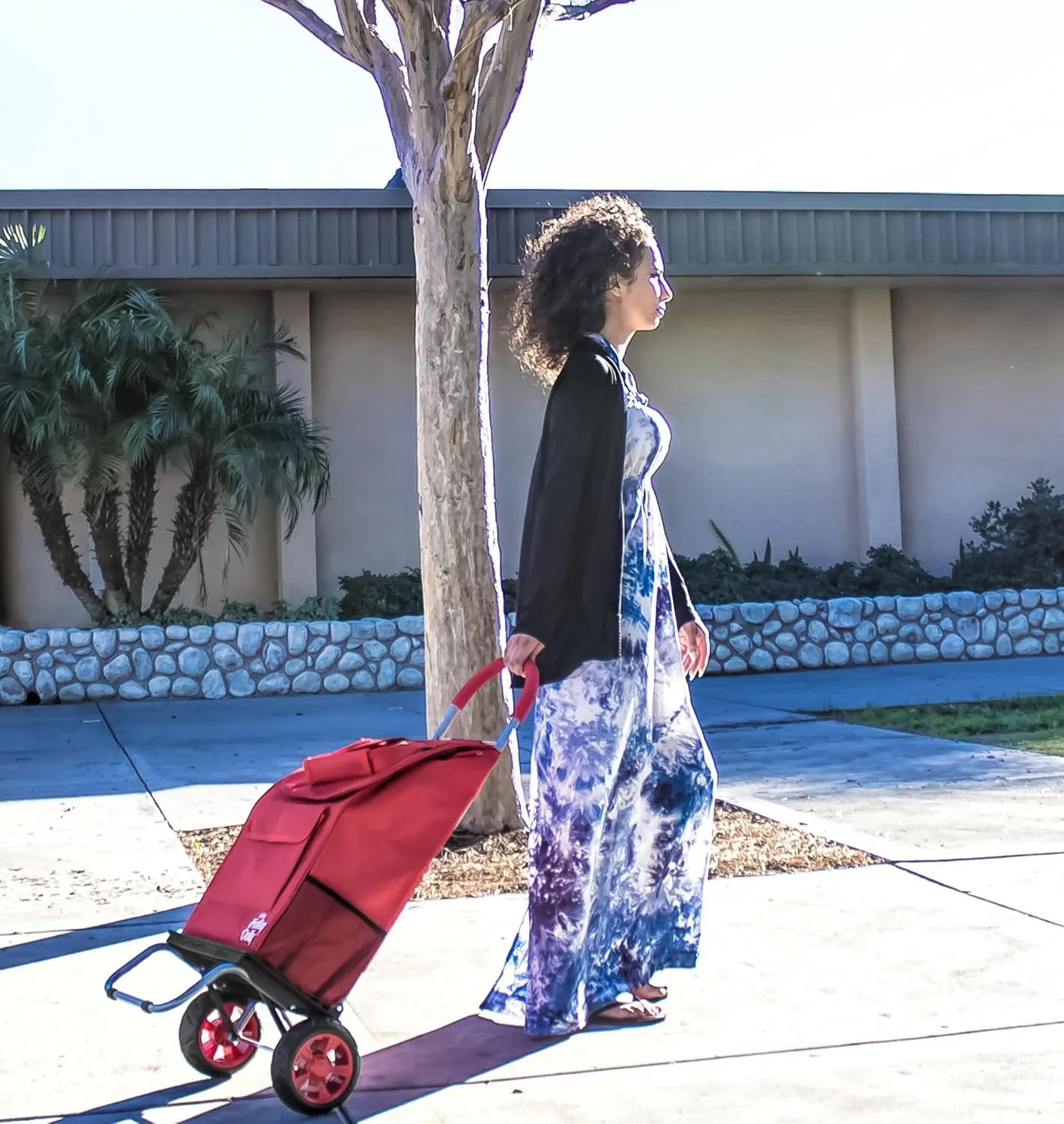 dbest products Trolley Dolly Red Foldable Shopping cart for Groceries with Wheels and Removable Bag and Rolling Personal Handtruck Standard