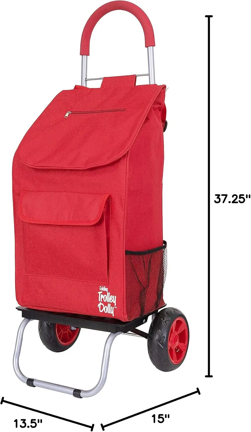 dbest products Trolley Dolly Red Foldable Shopping cart for Groceries with Wheels and Removable Bag and Rolling Personal Handtruck Standard