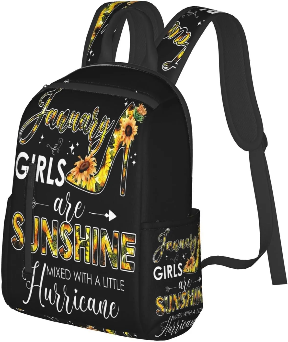 December Womens Are Sunshine Mixed With A Little Hurricane Casual Backpacks Large Capacity Laptop Backpack Sports Rucksack Travel Daypack Adjustable Shoulder Strap Work Bag for Camping