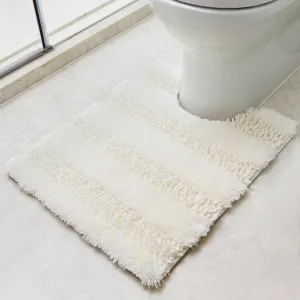 Deconovo Bath Mat, Designed Toilet Rugs U Shaped, Extra Soft Plush Bath Bathroom Rug, Absorbent Bath Mat，Bathroom Rugs Non Slip Washable, Thick Contour Bath Rugs (20 x 24, Ivory White)