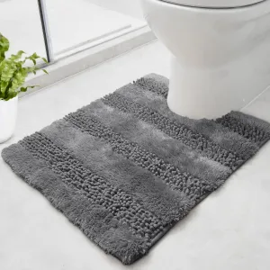 Deconovo Grey Bath Mat - Toilet Rugs U Shaped, Extra Soft Plush Bathroom Rug for Bathroom Floor, Absorbent Bath Mat，Bathroom Rugs Non Slip Washable, Thick Contour Bath Rugs, 20 x 24