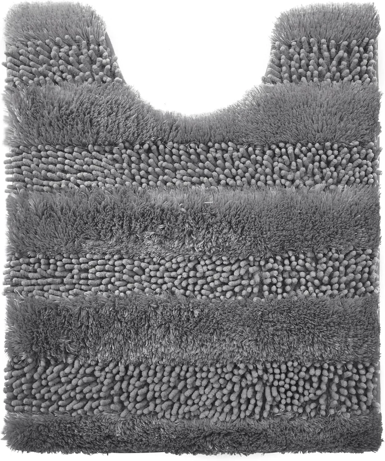 Deconovo Grey Bath Mat - Toilet Rugs U Shaped, Extra Soft Plush Bathroom Rug for Bathroom Floor, Absorbent Bath Mat，Bathroom Rugs Non Slip Washable, Thick Contour Bath Rugs, 20 x 24