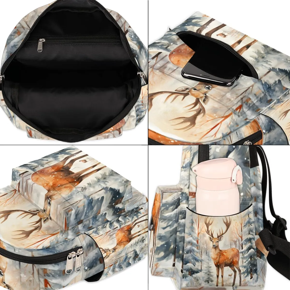 Deer Printing Mini Backpack Purse for Women Lightweight Shoulder Bag Women Shopping Backpack Small Backpacks Purse