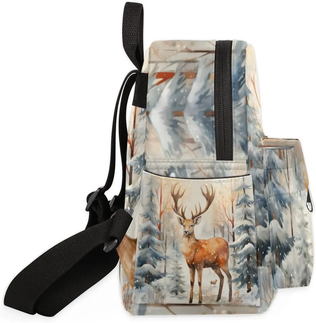 Deer Printing Mini Backpack Purse for Women Lightweight Shoulder Bag Women Shopping Backpack Small Backpacks Purse