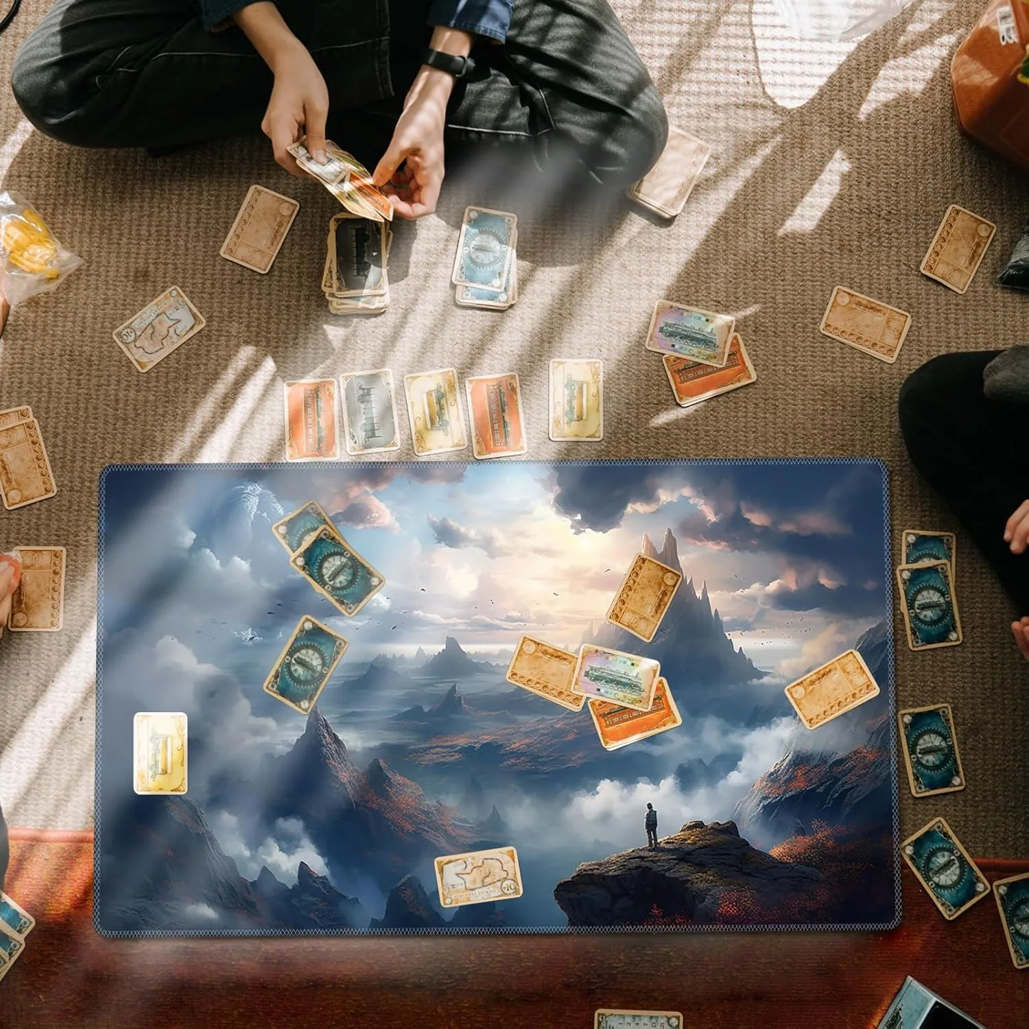 DEGDFSGR for MTG & TCG Playmat, 24 x 14 inches, Non-Slip Rubber Base, Commander Playmat, HD Cover for Magic The Gathering, High Mountains & Sea of Clouds