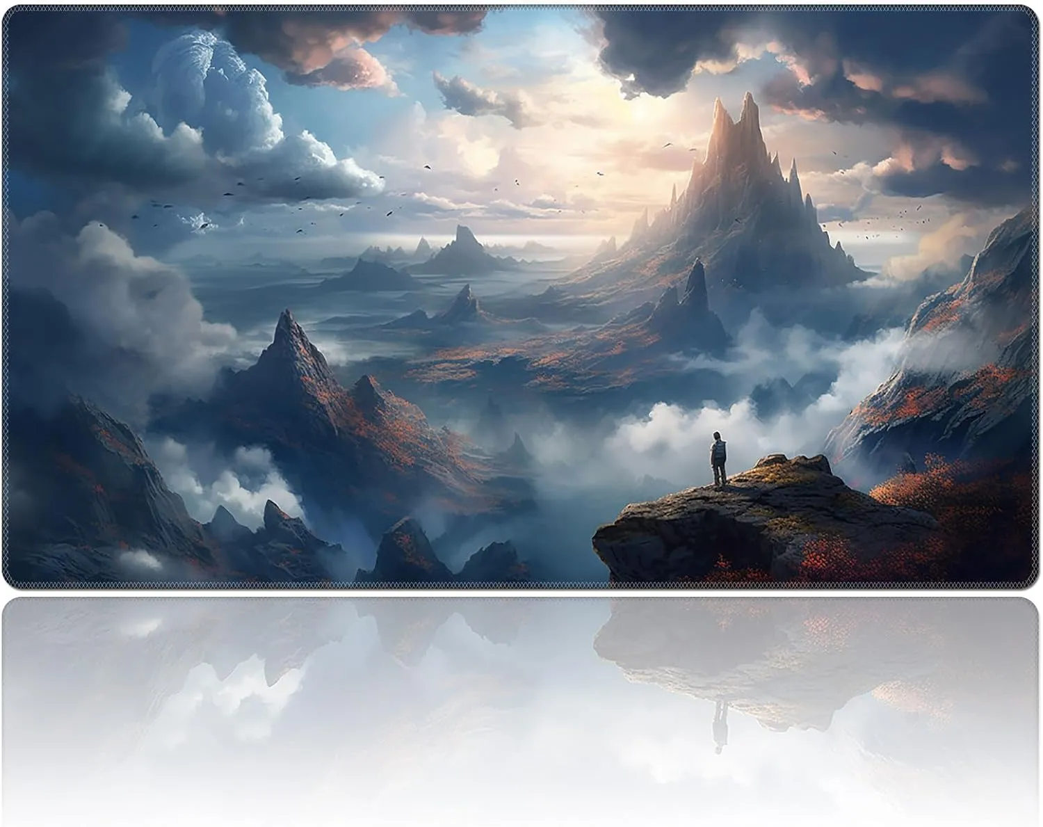 DEGDFSGR for MTG & TCG Playmat, 24 x 14 inches, Non-Slip Rubber Base, Commander Playmat, HD Cover for Magic The Gathering, High Mountains & Sea of Clouds