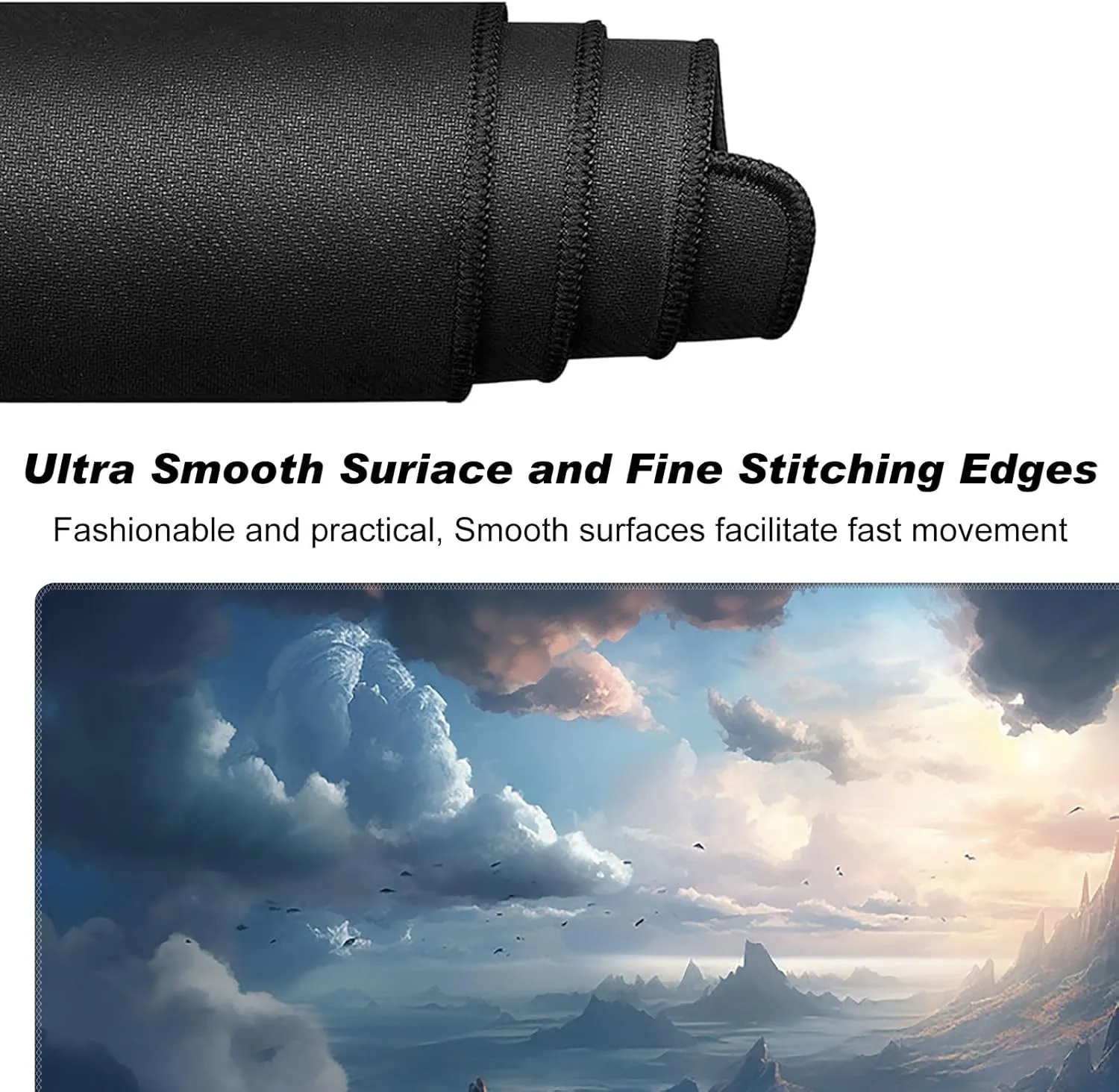 DEGDFSGR for MTG & TCG Playmat, 24 x 14 inches, Non-Slip Rubber Base, Commander Playmat, HD Cover for Magic The Gathering, High Mountains & Sea of Clouds
