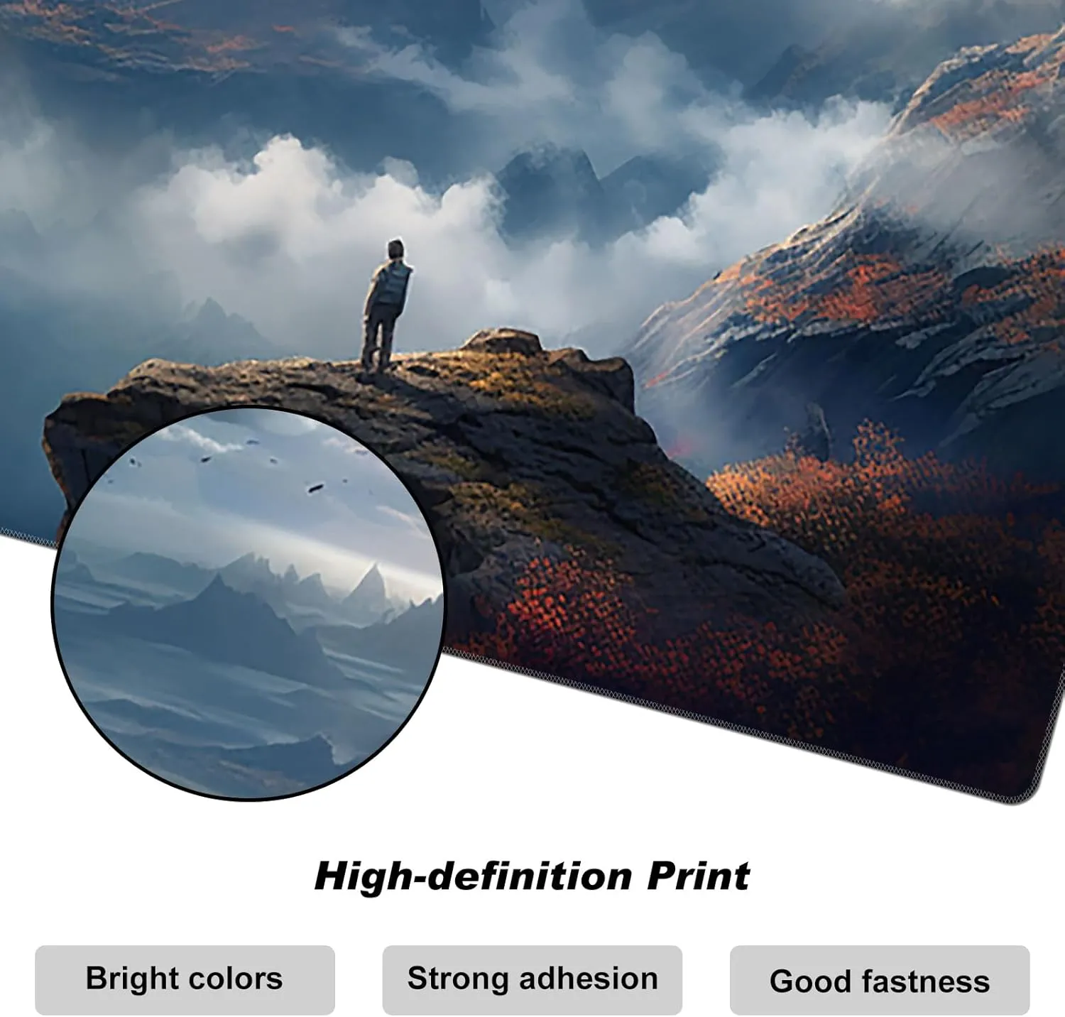 DEGDFSGR for MTG & TCG Playmat, 24 x 14 inches, Non-Slip Rubber Base, Commander Playmat, HD Cover for Magic The Gathering, High Mountains & Sea of Clouds
