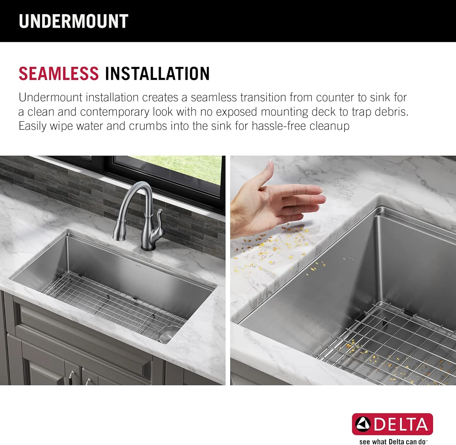 DELTA FAUCET 95B932-32S-SS Lorelai Workstation Kitchen Sink Undermount Stainless Steel Single Bowl with WorkFlow Ledge and Chef’s Kit of 6 Accessories