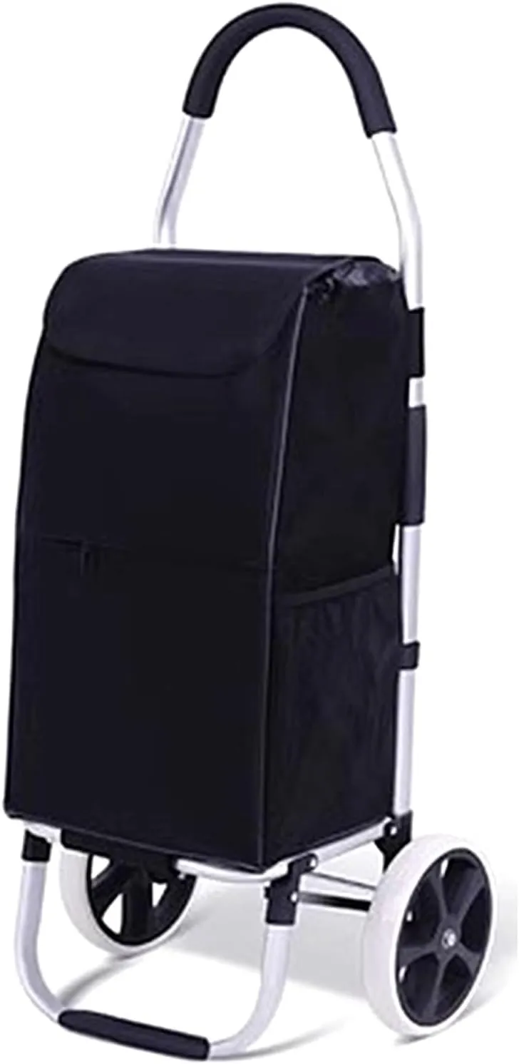 DELURA Shopping Cart, Shopping Cart with Wheels, Large Capacity Utility Cart for Laundry, Shopping, Grocery, Luggage (Color : B)