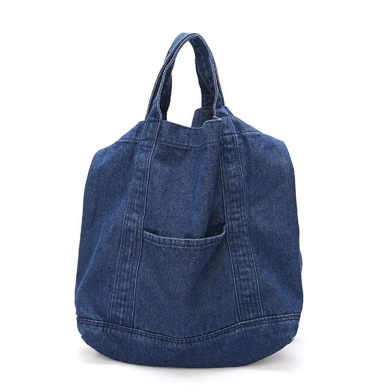 Denim Trendy Fashion Shopping Korean Style Large Backpacks
