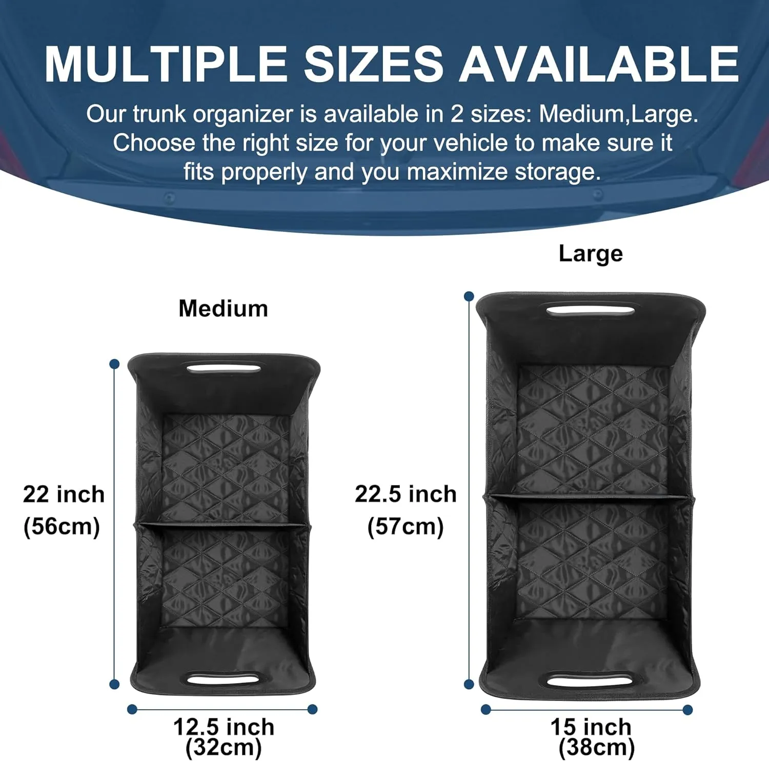 Deosk Car Trunk Organizer and Storage with 6 Big Pockets, Waterproof Polyester Trunk Organizer for SUV, Minivan, Truck (Large, Black)
