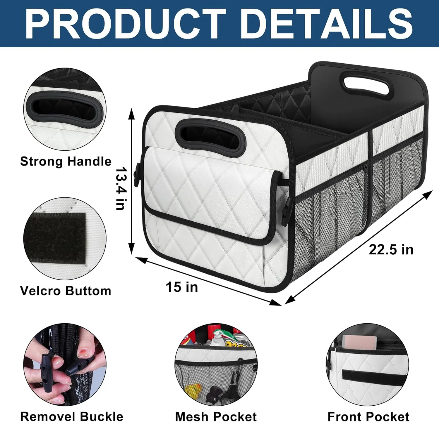Deosk Car Trunk Organzier and Storage with 6 Big Pocket,Car Accessories for Women/Men 70L Waterproof Polyester Trunk Organzier for Car/SUV/Minivan/Truck(Large, Beige)