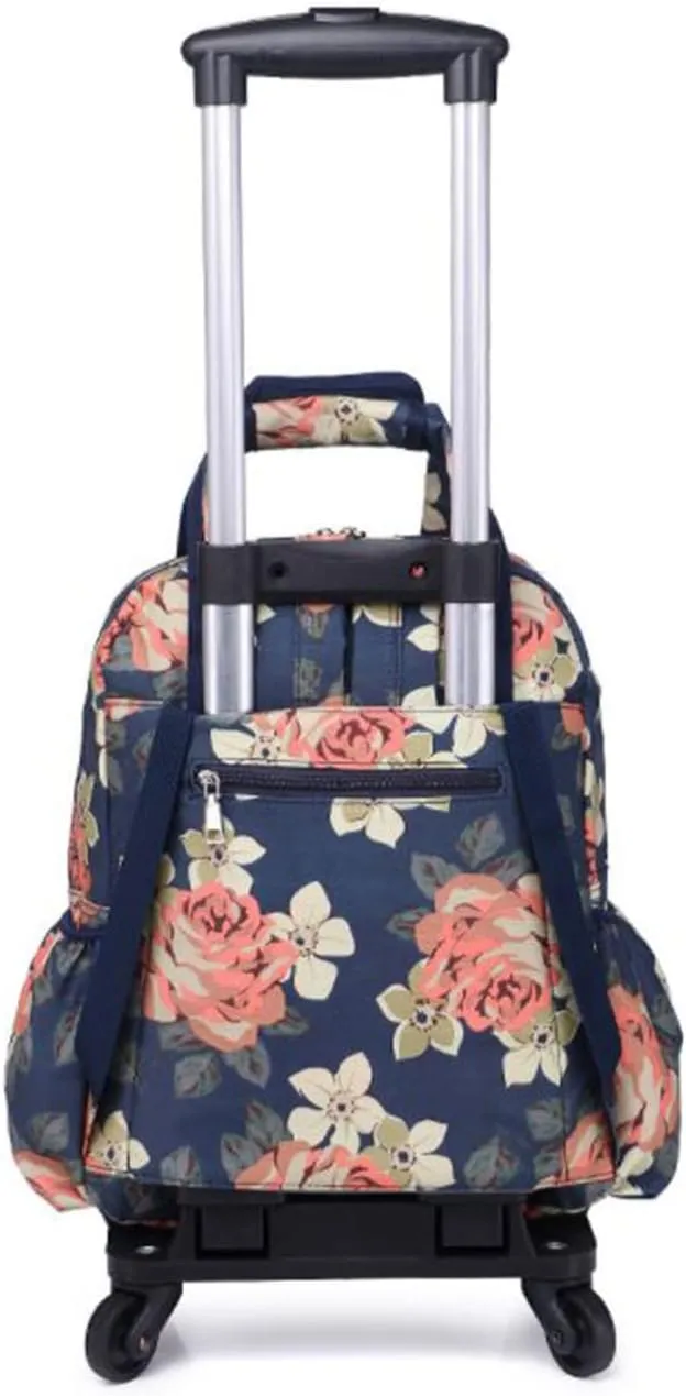 Detachable Shopping cart, Portable Travel Bag, Shopping Basket with Wheels（BLArose16）