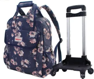 Detachable Shopping cart, Portable Travel Bag, Shopping Basket with Wheels（BLArose16）
