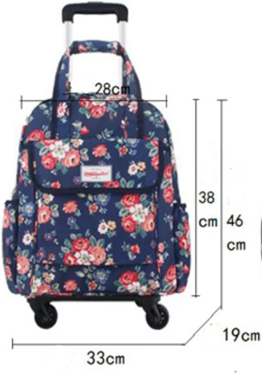 Detachable Shopping cart, Portable Travel Bag, Shopping Basket with Wheels（BLArose16）