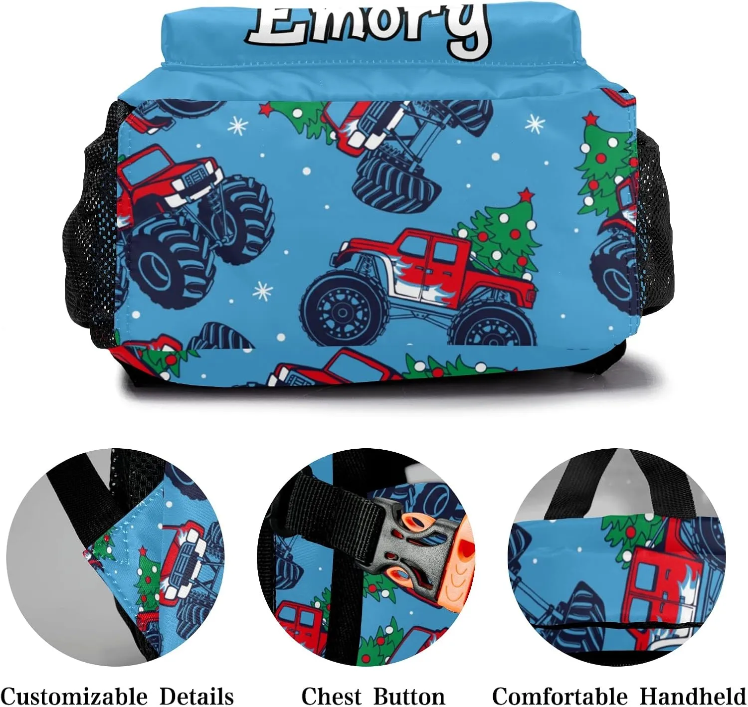 Deven Monster Truck Tree Personalized Kids for Boy/Girl Teen School Backpack Travel Daypack Bag