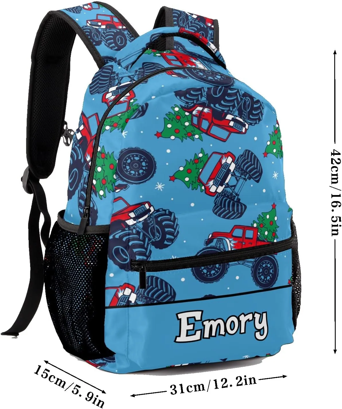 Deven Monster Truck Tree Personalized Kids for Boy/Girl Teen School Backpack Travel Daypack Bag