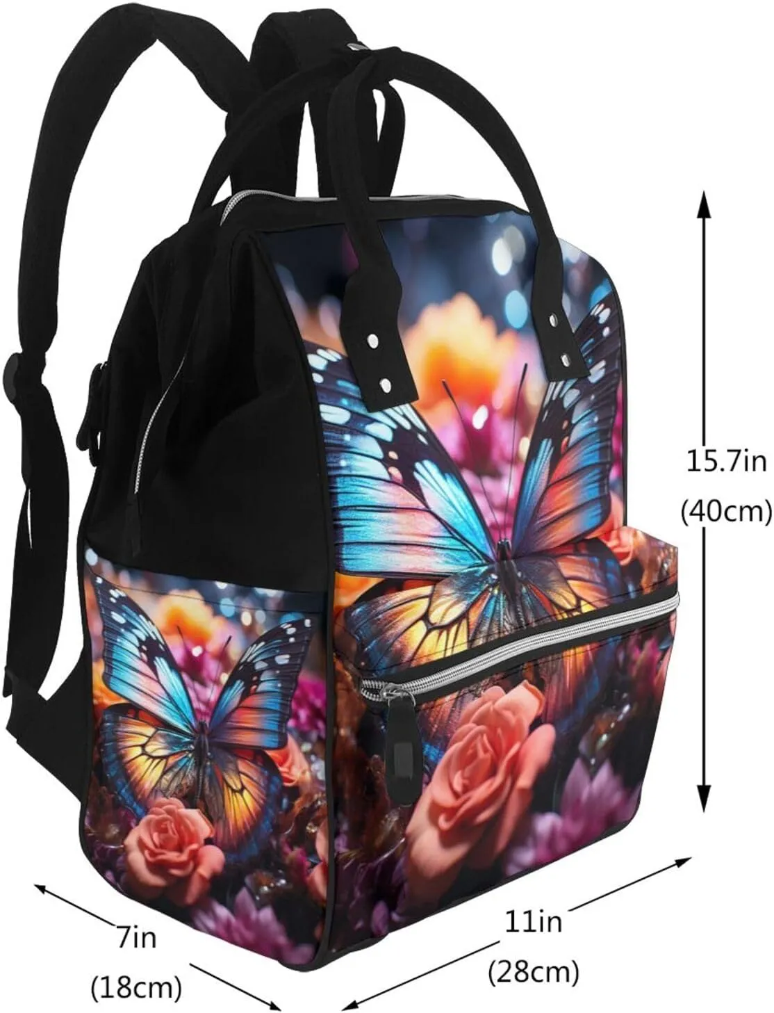 Diaper Bag Backpack Roses and butterflies Nappy Backpack Maternity Baby Nappy Bag Changing Bags for Travel