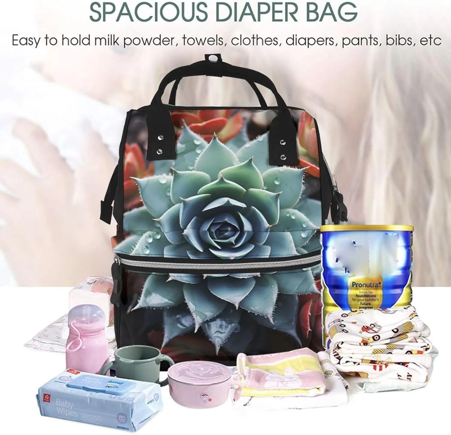 Diaper Bag Backpack Succulent Plant Nappy Backpack Maternity Baby Nappy Bag Changing Bags for Travel