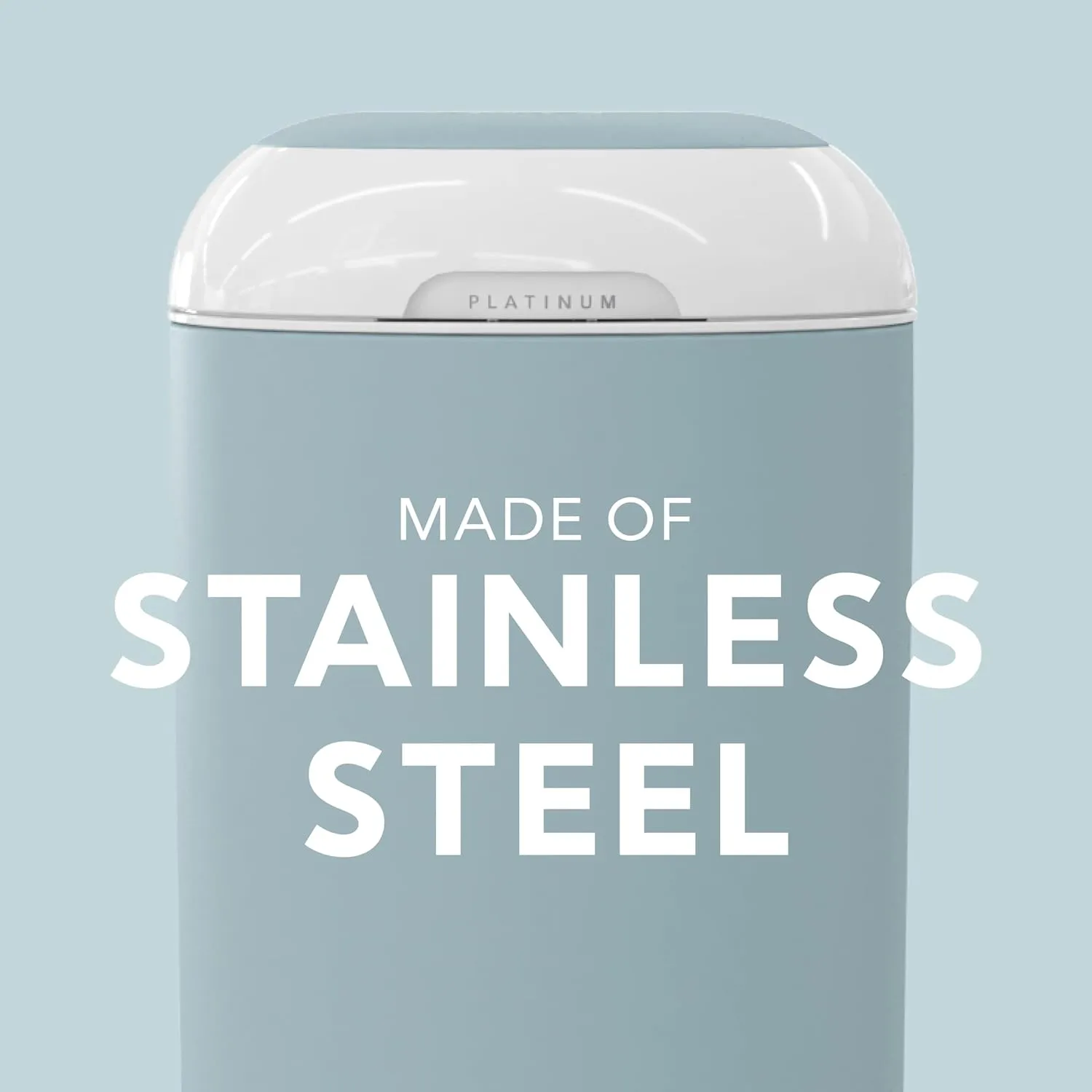 Diaper Genie Platinum Pail (Glacial Blue) is Made in Durable Stainless Steel and Includes 1 Easy Roll Refill with 18 Bags That can Last up to 5 Months.