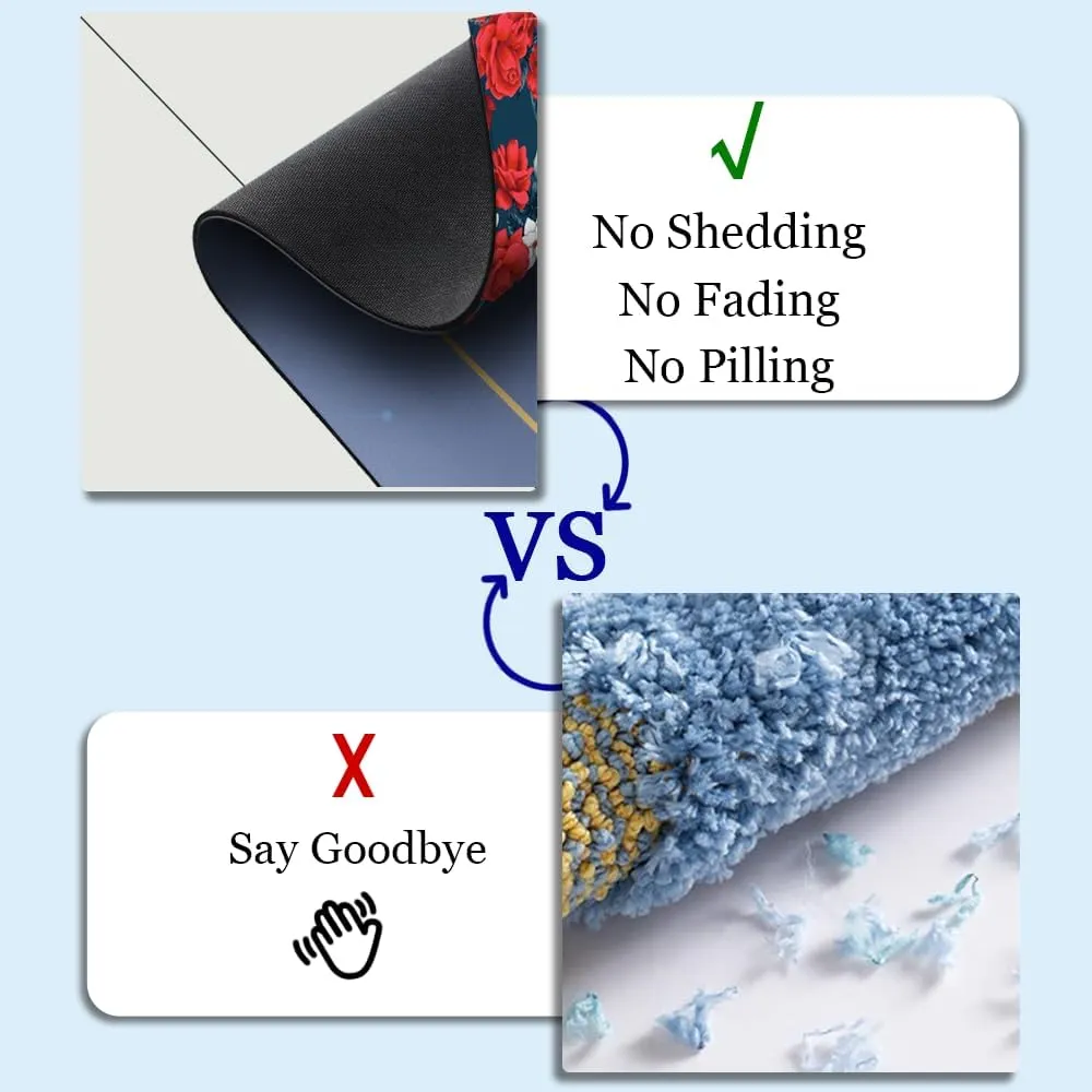 Diatomaceous Earth Bath Mat,Blue and Gold Stones Non-Slip Volume Super Absorbent Fast Drying for Bathroom Kitchen mat,Eco-Friendly Easy to Clean 20×31Inch (50 * 80cm)