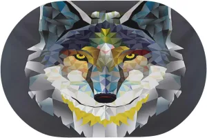 Diatomaceous Floor Mat, Zoo Quick Dry Bath Mat, Wolf Modern Geometric Colorful, 23.6" W x 15.7" L, for Garage, Under-Sink, Patio, and Door Mat, Multicolor