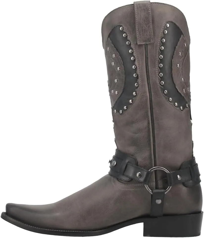 Dingo Mens War Eagle Studded Square Toe Pull On Casual Boots Mid Calf - Brown