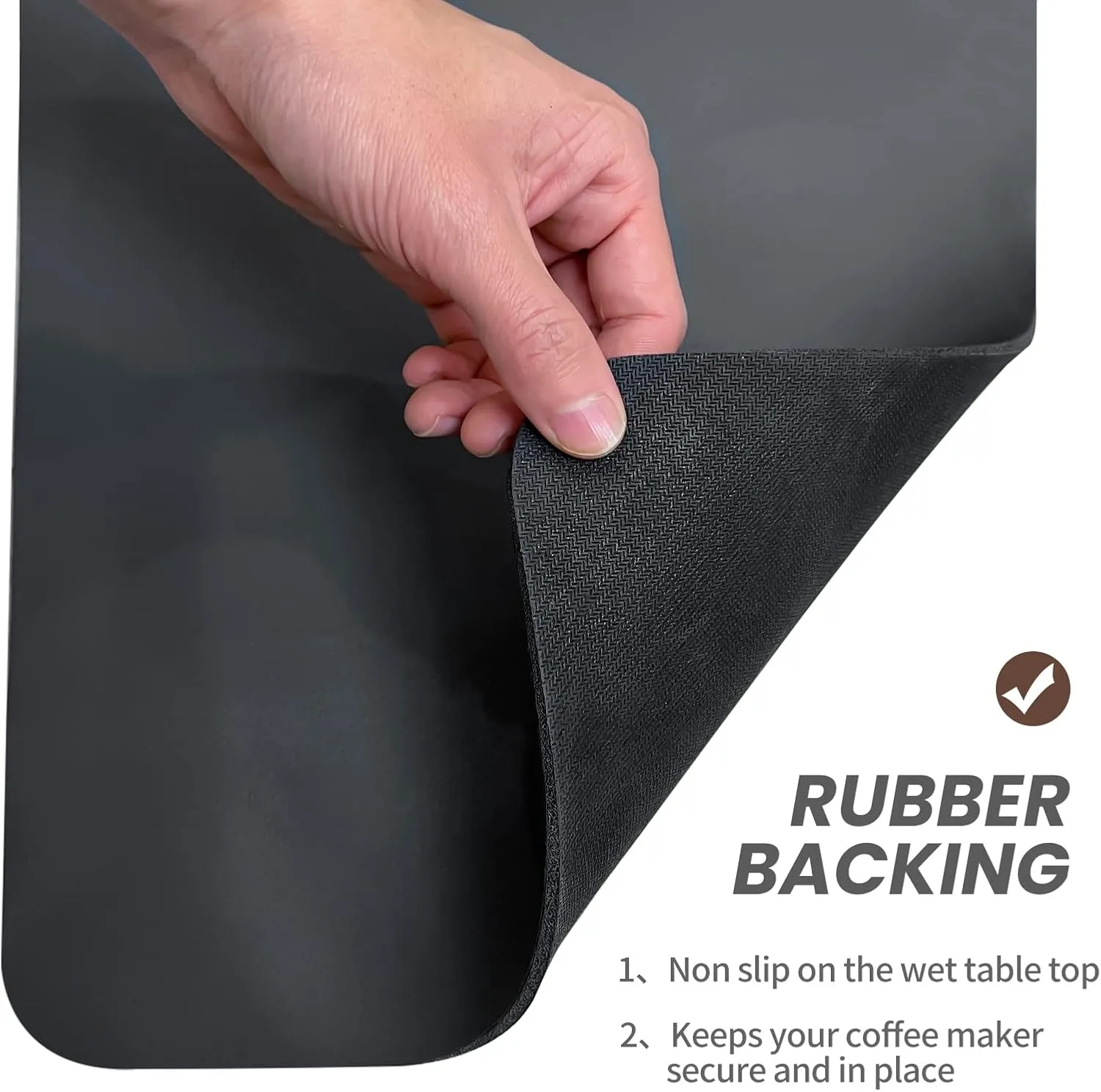 Dish Drying Mat for Kitchen Counter, Anti-Slip Absorbent Dish Drying Pad - Countertop (Dark Gray, 17"x31.5")