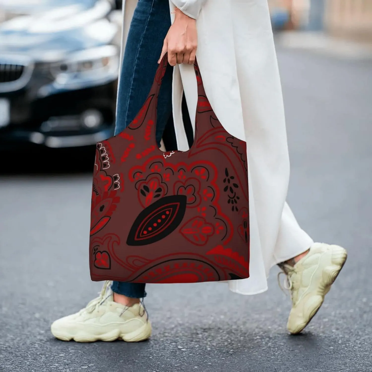 DKJlitter Fashion Canvas Tote Bag, Reusable Grocery Shopping Bag, Large capacity shopping bag Daily Utility Bag
