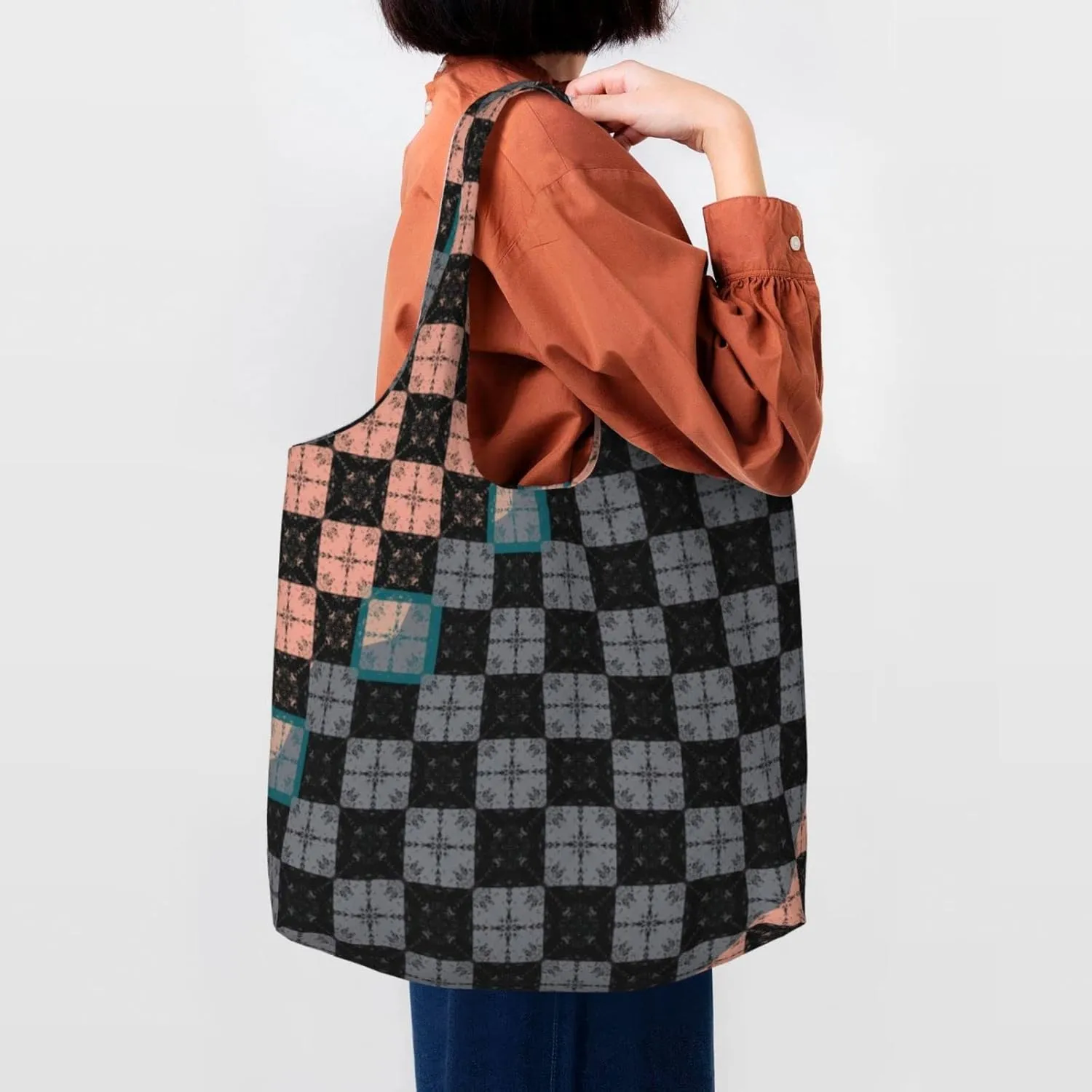 DKJlitter Fashion Canvas Tote Bag, Reusable Grocery Shopping Bag, Large capacity shopping bag Daily Utility Bag