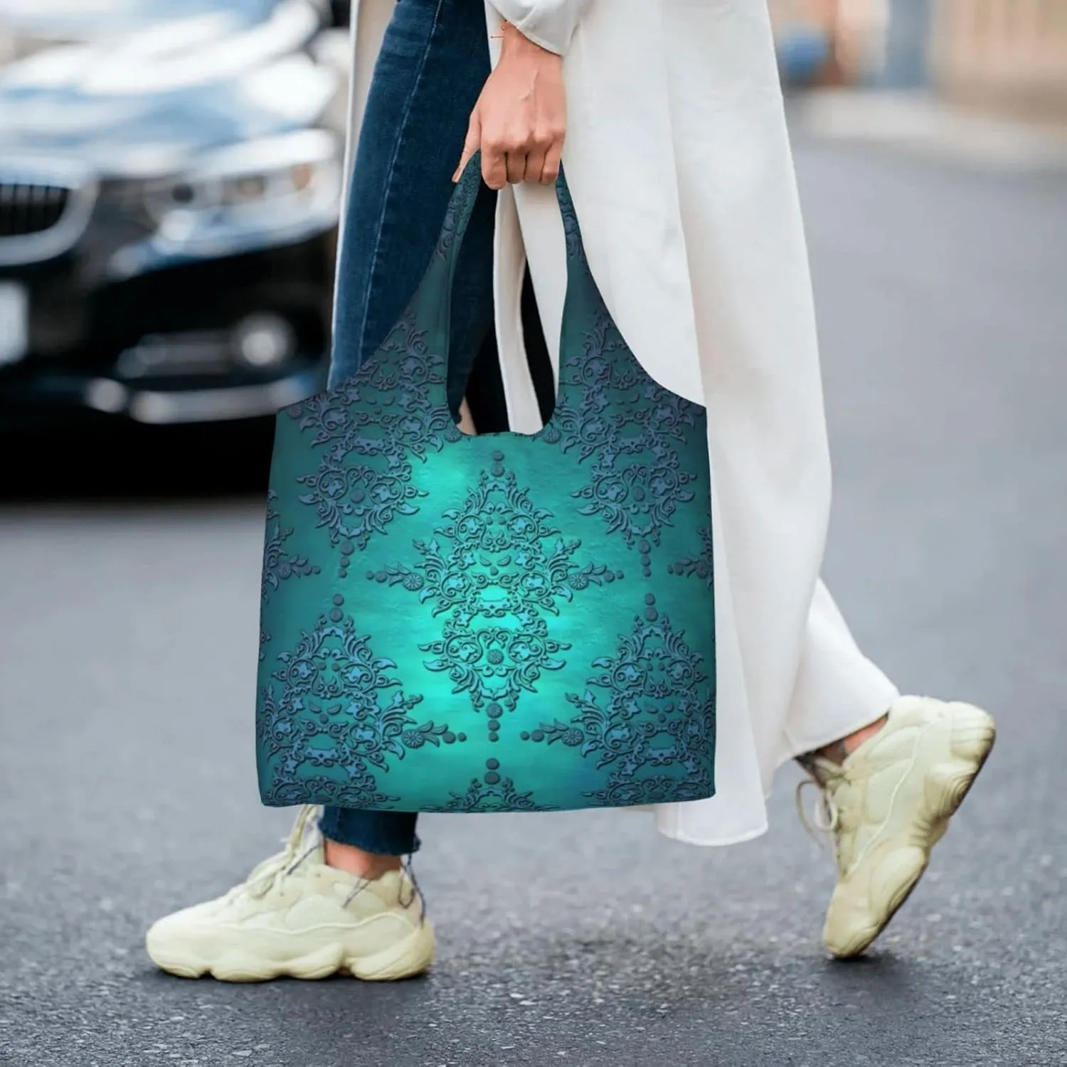 DKJlitter Fashion Canvas Tote Bag, Reusable Grocery Shopping Bag, Large capacity shopping bag Daily Utility Bag