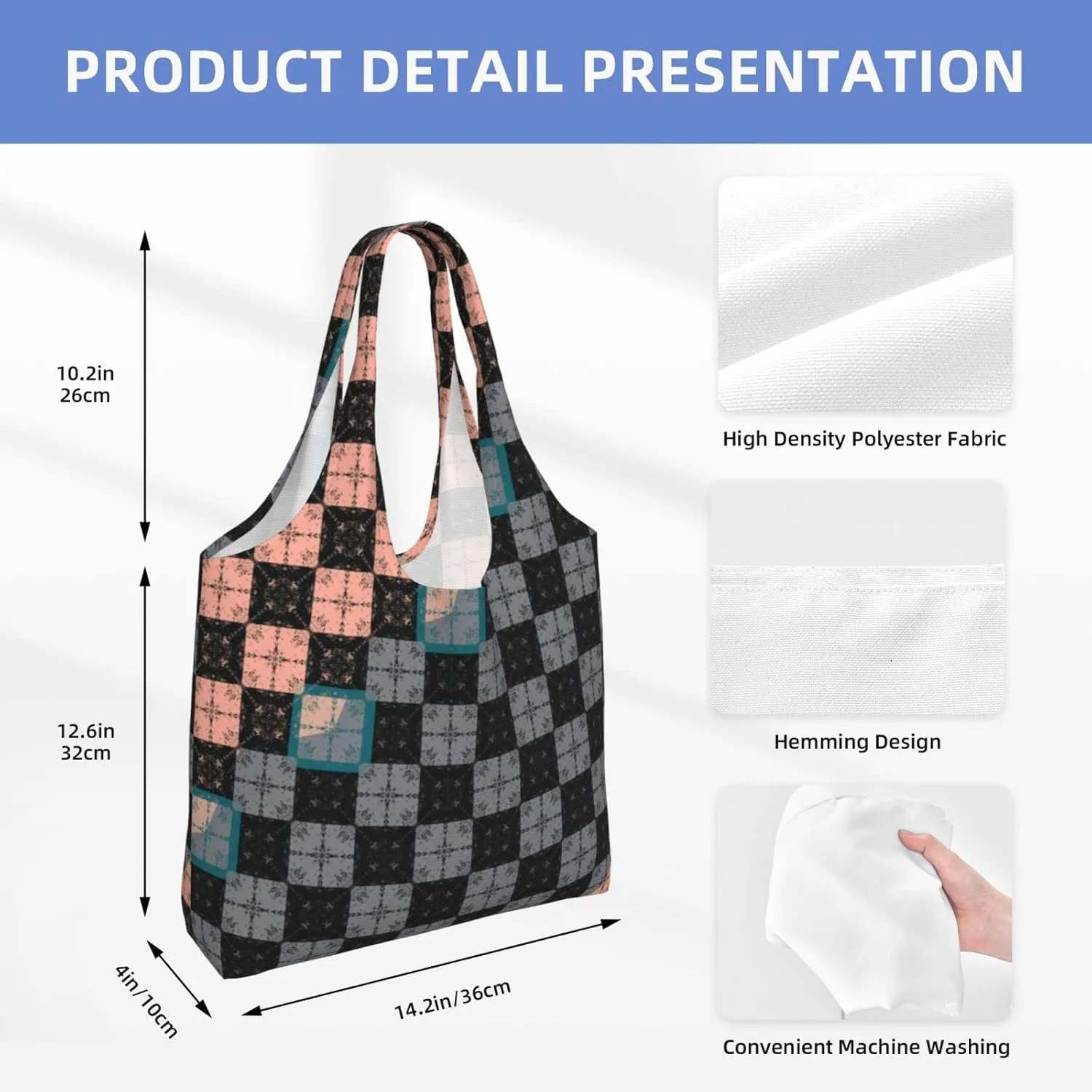 DKJlitter Fashion Canvas Tote Bag, Reusable Grocery Shopping Bag, Large capacity shopping bag Daily Utility Bag